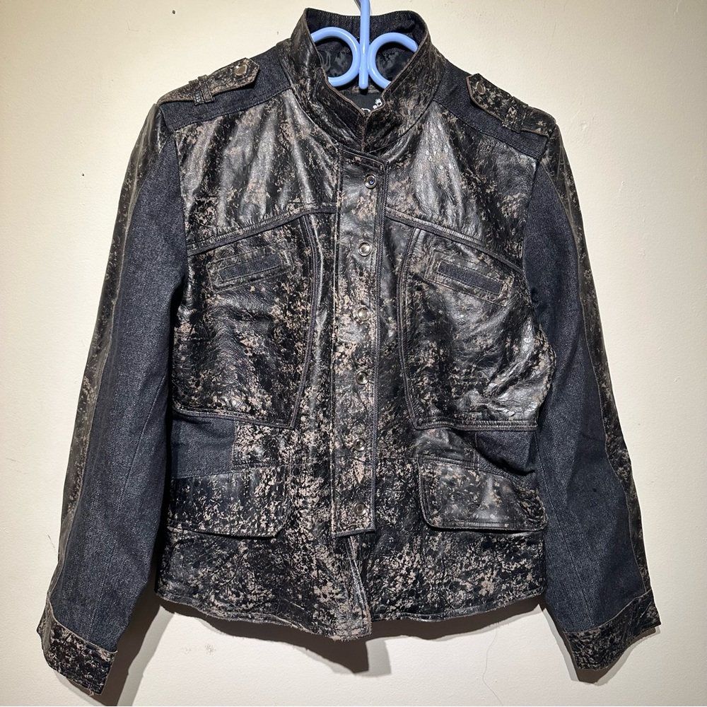 H&D Classic Leather Collection Leather and Denim Jacket